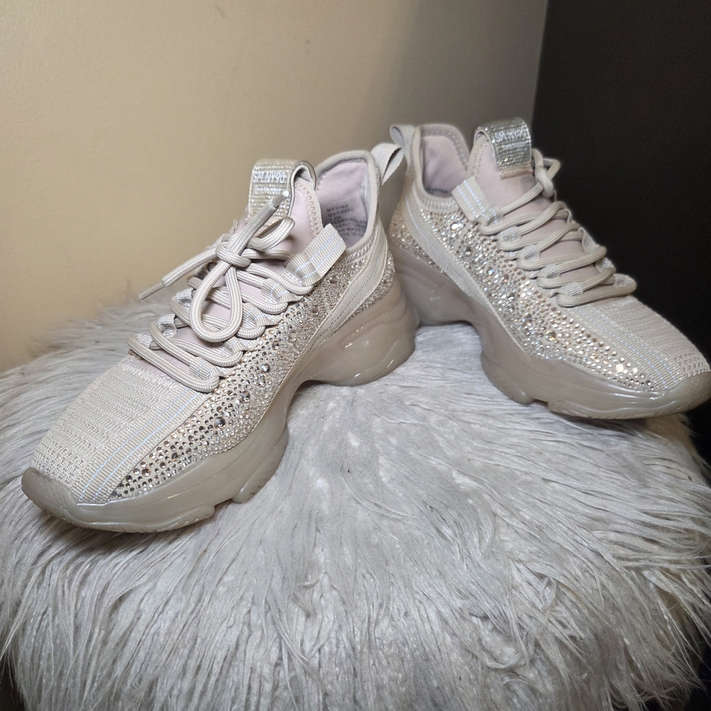 Steve Madden Women's Maxima Tan Glitter Embellished Shoes